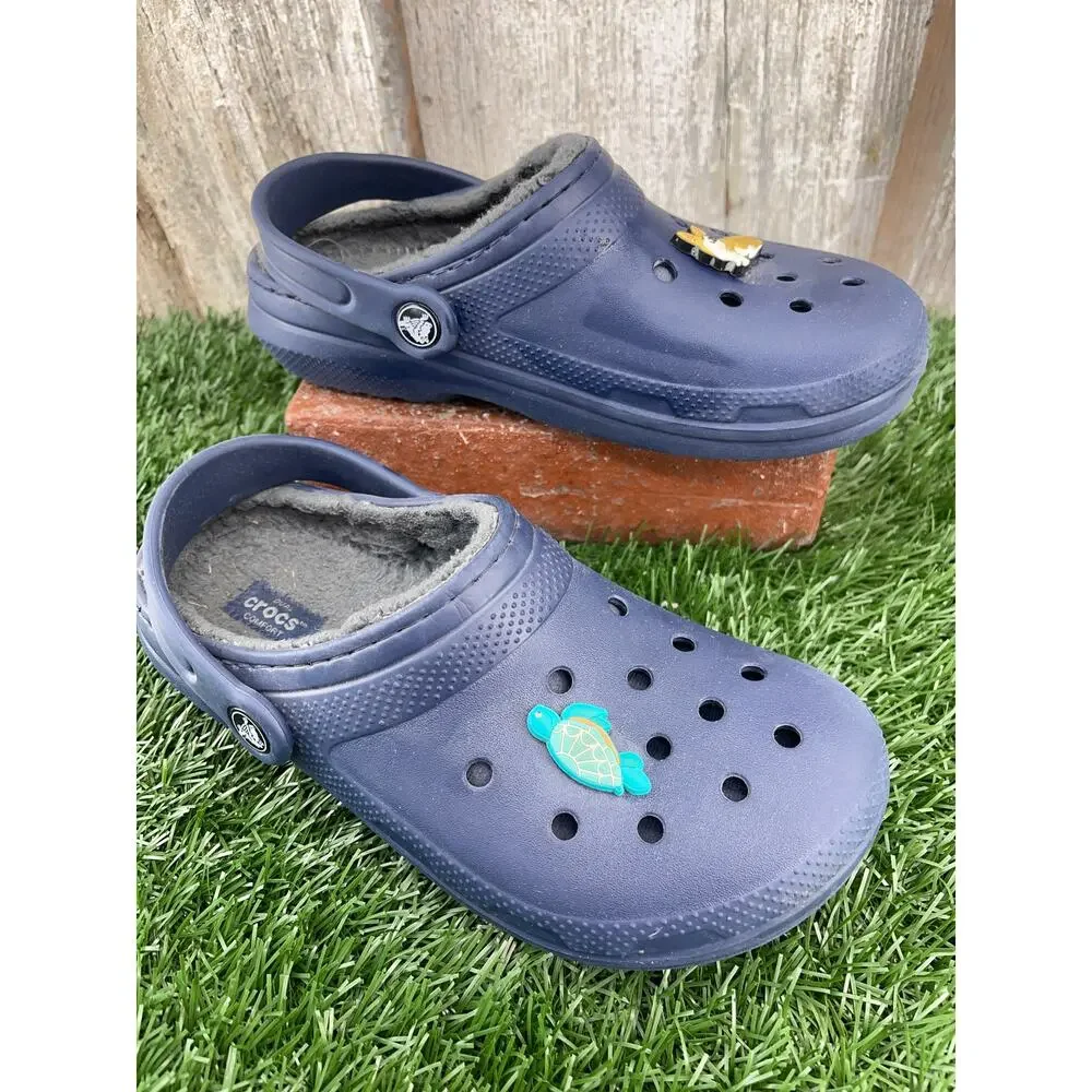 CROCS Lined Navy Clogs Clogs Youth J3